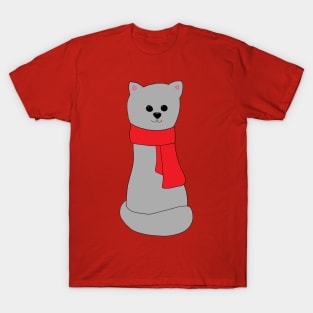 Cat in Red Scarf T-Shirt